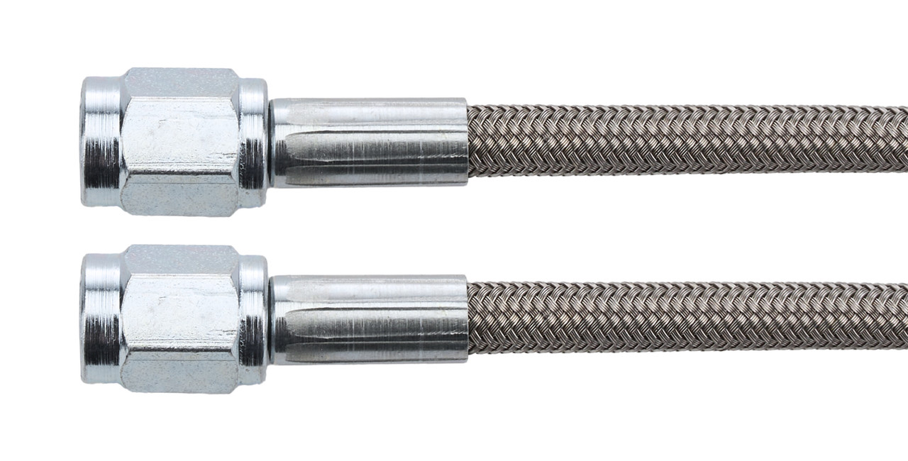 AN Hose Assembly - 30 in Long - 3 AN Hose - 3 AN Straight Female to 3 AN Straight Female - Braided Stainless - PTFE Lined - Each