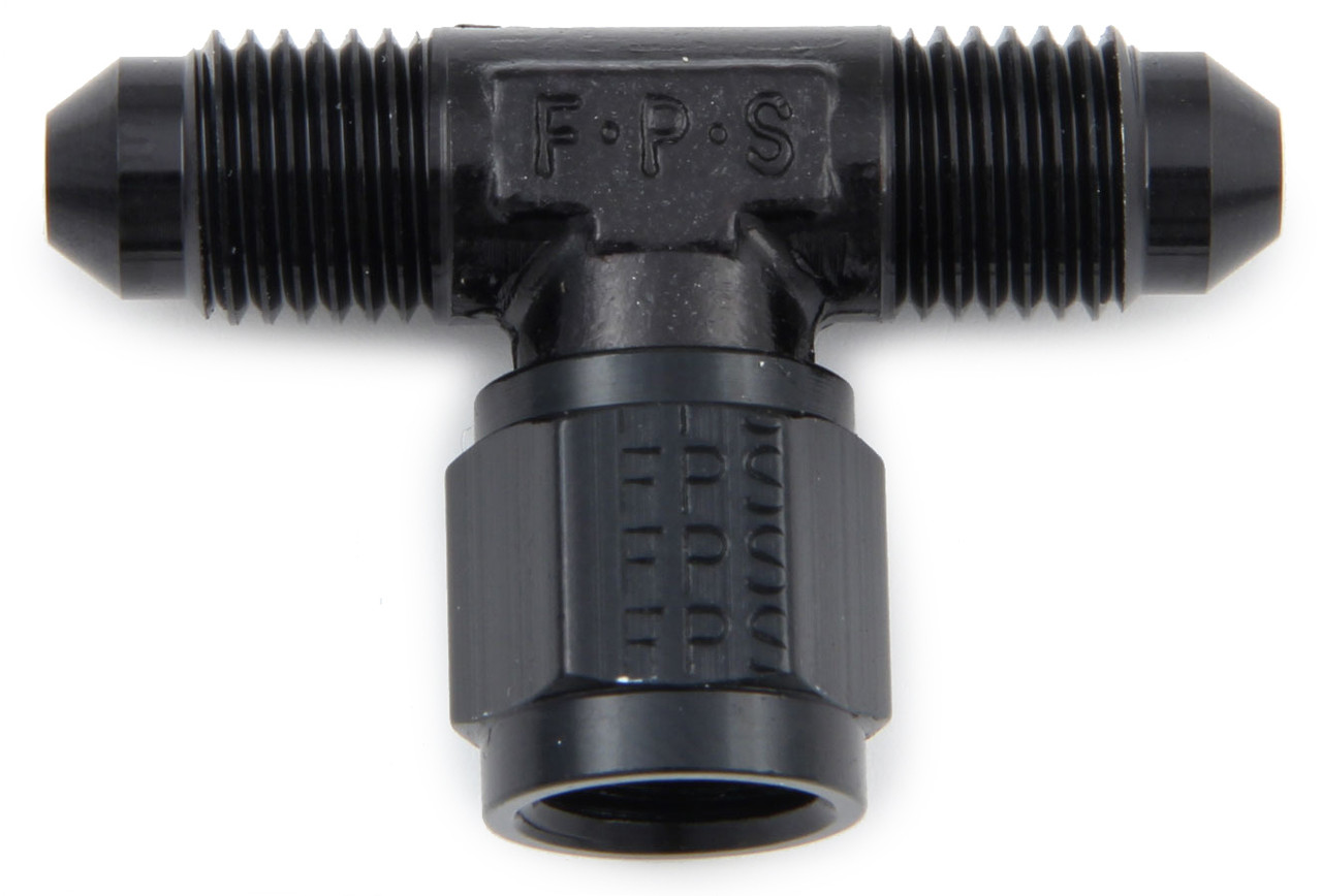 Fitting #6 Tee Female Swivel On Side Black