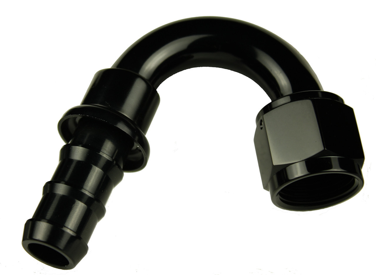 10AN 150Deg AN/Hose End Push Lock Black