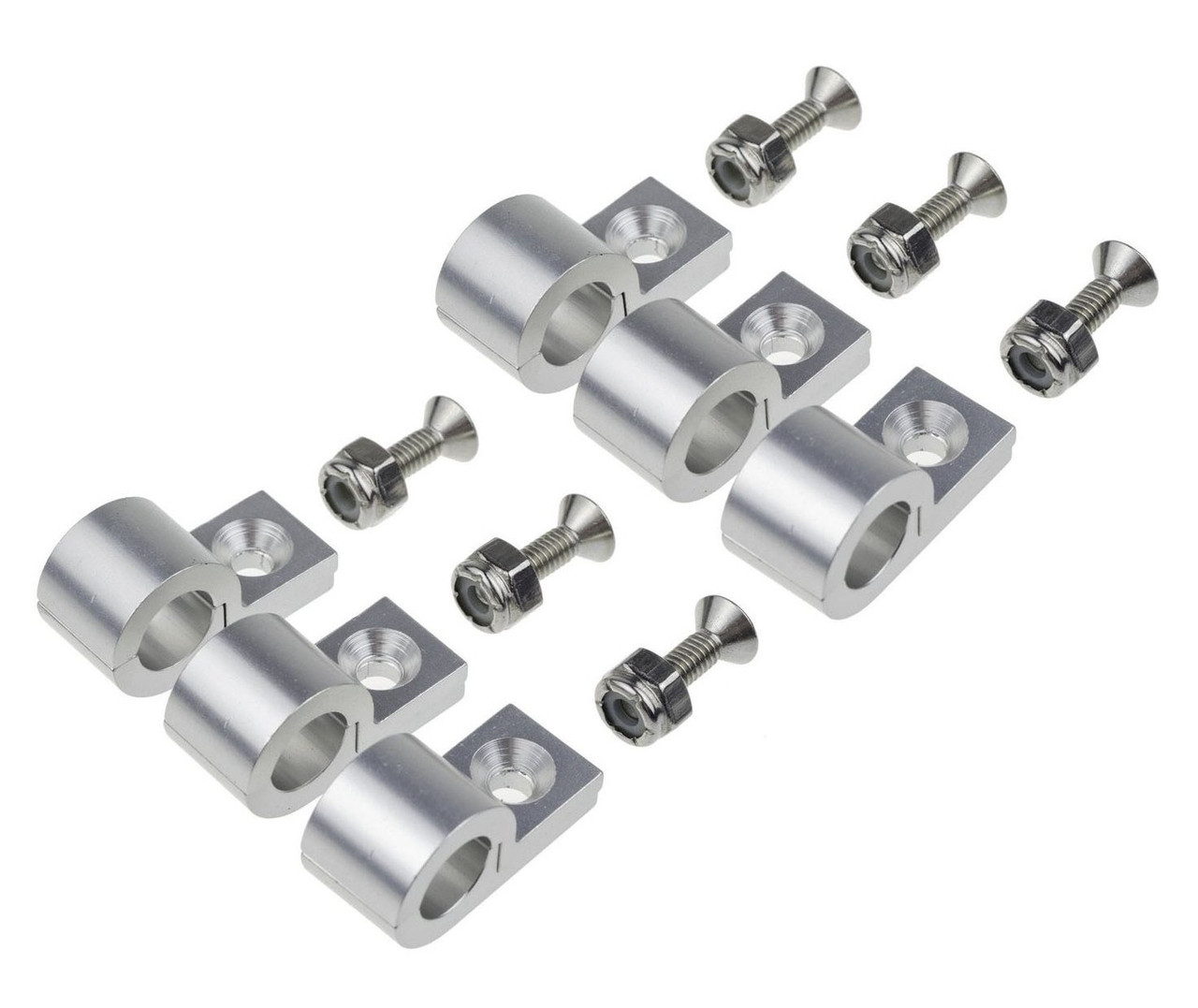 1/4in Polished Aluminum Line Clamps 6/pkg
