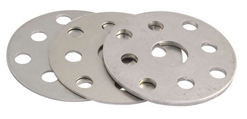Water Pump Pulley Shim - 0.063 in and 0.125 in Thick - 5/8 in and 3/4 in Shaft - Aluminum - Natural - Ford / GM Water Pumps - Set of 3