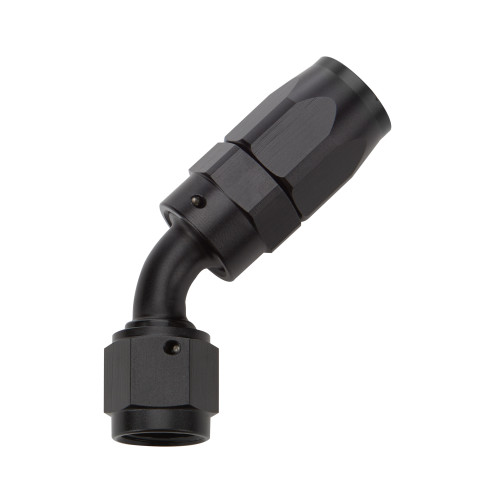 Fitting - Hose End - 45 Degree - 12 AN Hose to 12 AN Female Swivel - Aluminum - Black Anodized - Each