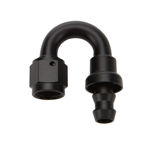 Fitting - Hose End - 180 Degree - 8 AN Hose Barb to 8 AN Female - Aluminum - Black Anodized - Each