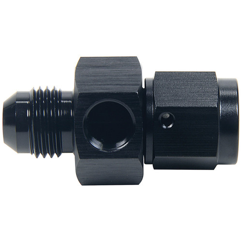 Fitting - Gauge Adapter - Straight - 6 AN Female to 6 AN Male - 1/8 in NPT Gauge Port - Aluminum - Black Anodized - Each