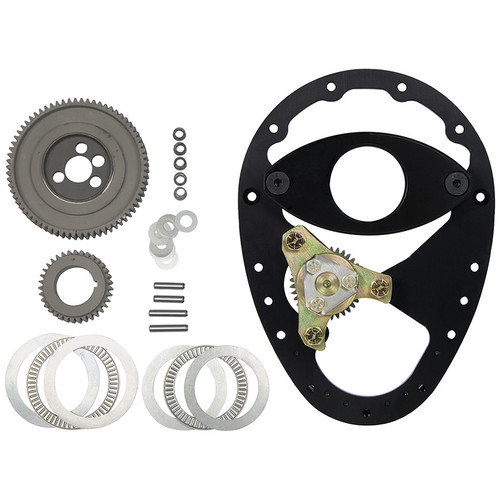Timing Gear Drive - 3 Gear Drive - Raised Cam Gear - Aluminum Plate / Steel Gears - Small Block Chevy - Kit