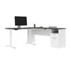Bestar Upstand 2-piece L-shaped Workstation with Height-Adjustable Desk