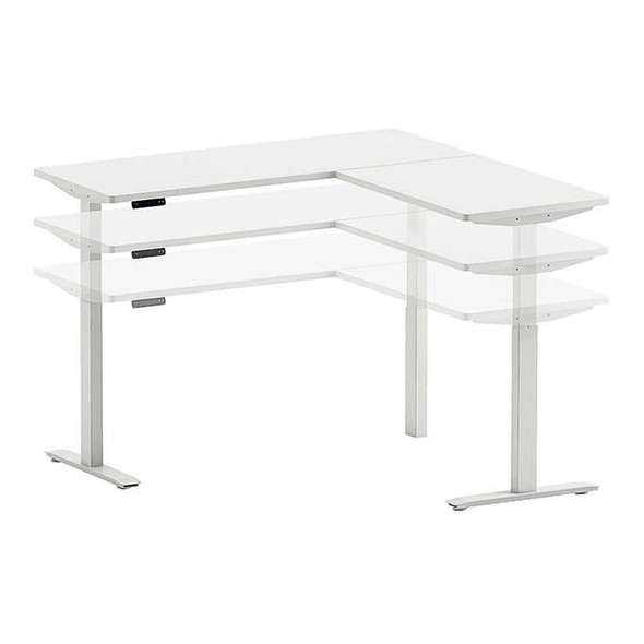 Motionwise Modern L-shape Height Adjustable Desk with 3 Table Columns