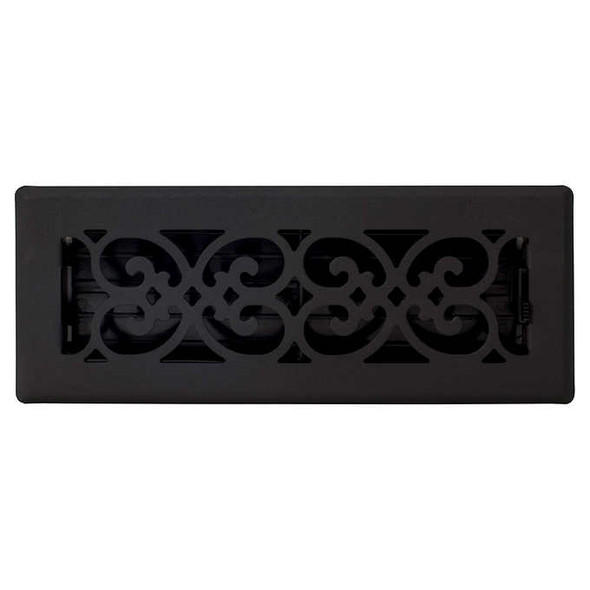Manor House Scroll Design Powder Coated Black Finish Floor Registers, 4-pack