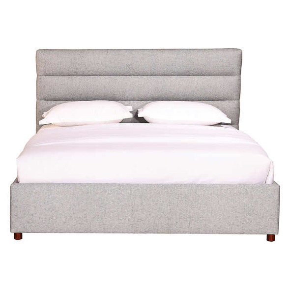 Reed Contemporary Light Grey Upholstered Bed