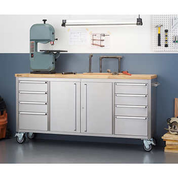 Trinity 72 in. Stainless-steel Rolling Workbench