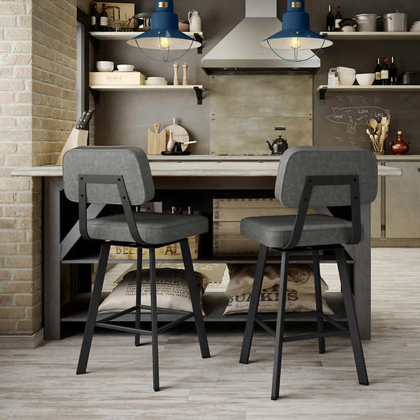 Amisco Clarkson Grey Bar or Counter Stool