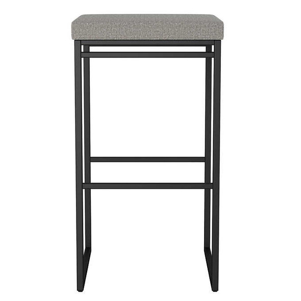 Amisco Easy Modern Counter Stool, Silver Seat and Black Base