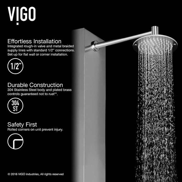 VIGO Dilana Shower Panel System with Round Rain Shower Head
