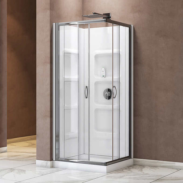 Appollo Warren 36 in. Corner Shower Kit with Base and Walls