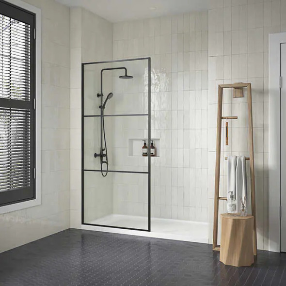 OVE Decors Anisa 36 in. Walk-In Shower Panel, Linear Grid