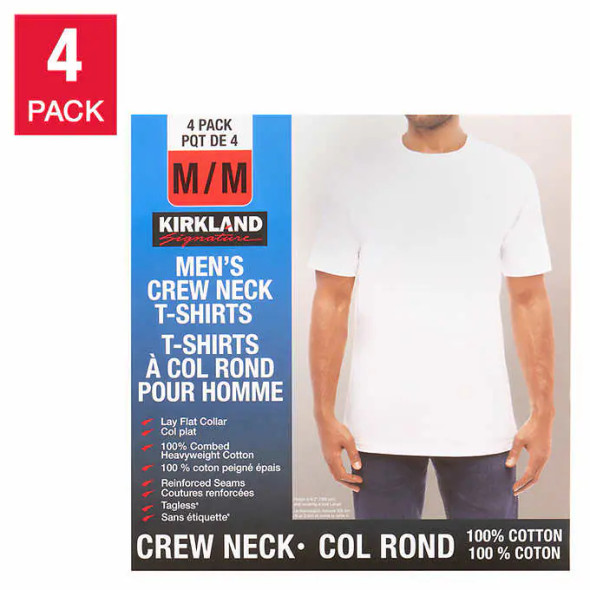 Kirkland Signature Men's Crew Neck T-Shirt, 4-pack