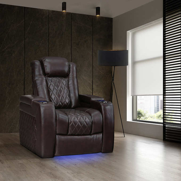 Tuscany Contemporary Top Grain Leather Power Home Theater Recliner