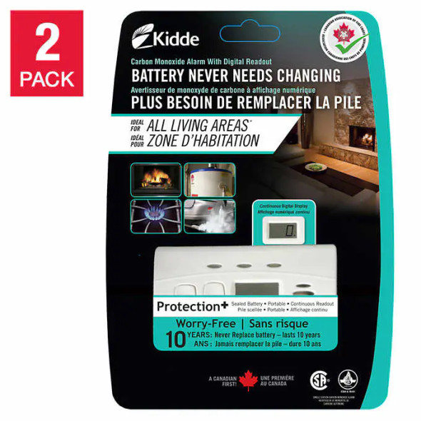 Kidde 10-year Battery Operated Carbon Monoxide Alarm, 2-pack