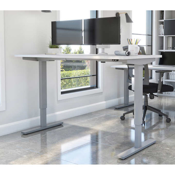 Bestar Upstand 76.2 cm  152.4 cm (30 in.  60 in.) Height-adjustable Desk with Dual Monitor Arm