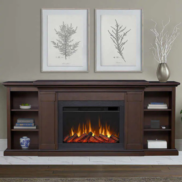 Real Flame Winterset 187.9 cm (74 in.) Media Console Electric Fireplace, Dark Walnut