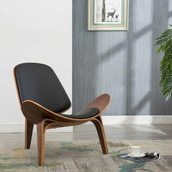 Shell Contemporary Top Grain Leather Chair