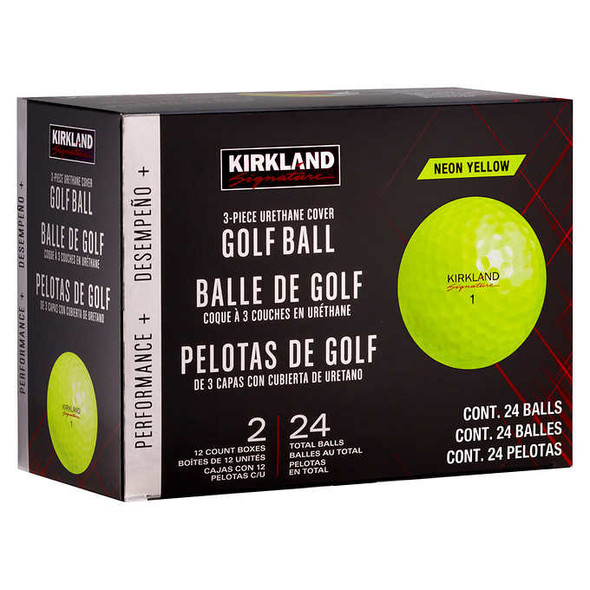 Kirkland Signature 3-piece Golf Ball, Neon Yellow, 24-count