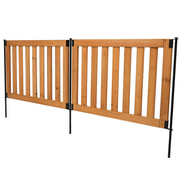 Zippity Newberry No Dig Wood Fence Kit, 2 Panels 48 in. W × 32 in. H