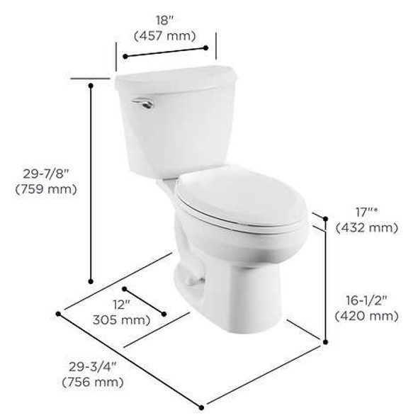 American Standard Reliant Chair Height 2 Piece Elongated 4.8L White Toilet, 2 pack