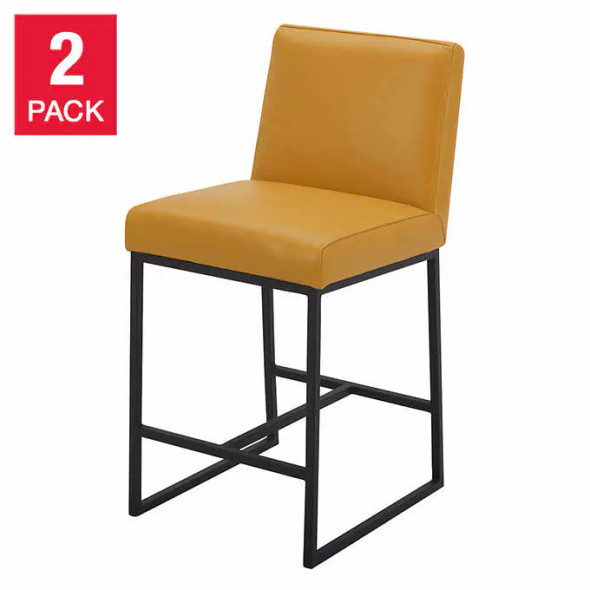 Aiden & Ivy Top Grain Leather Counter Stool 2-pack