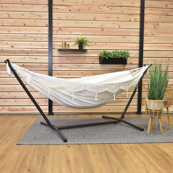 Vivere Cotton Hammock with Steel Frame and Premium Carry Bag (9ft)