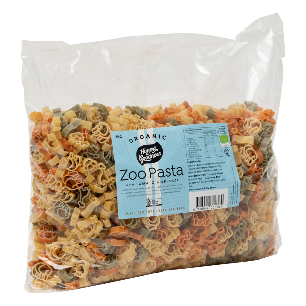 Organic Zoo Pasta with Tomato & Spinach Honest to Goodness