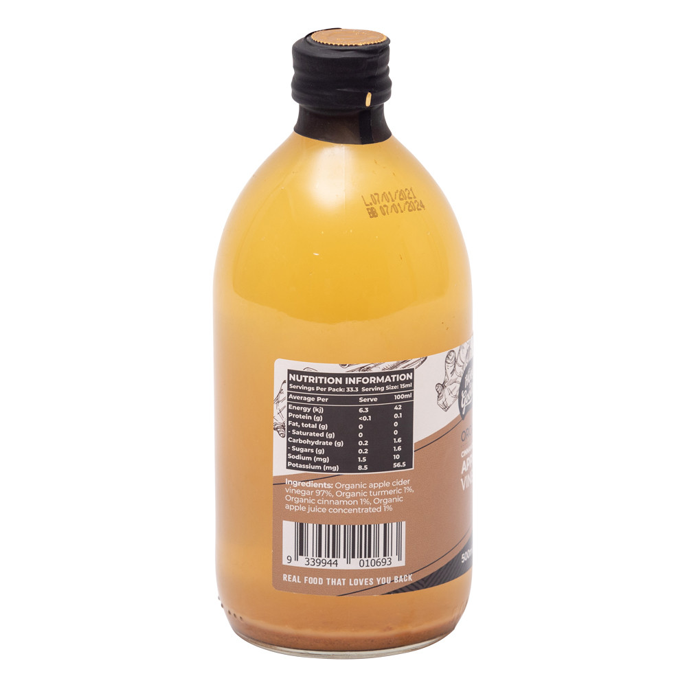 Organic Apple Cider Vinegar with Cinnamon & Turmeric 500ml Honest to