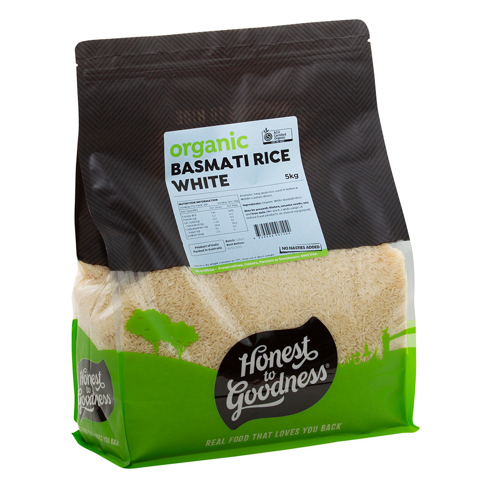Organic Basmati Rice White 25KG Bulk