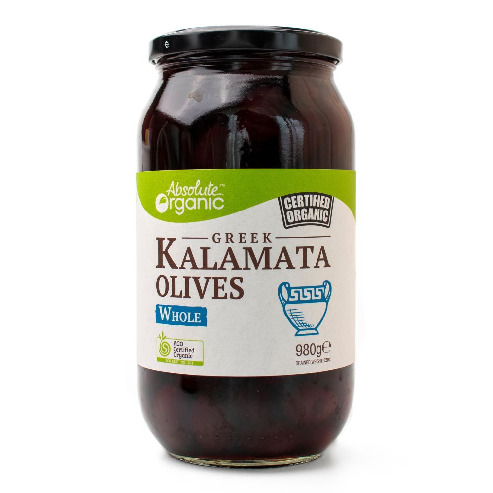 Organic Greek Kalamata Olives Whole 300g Absolute Organic