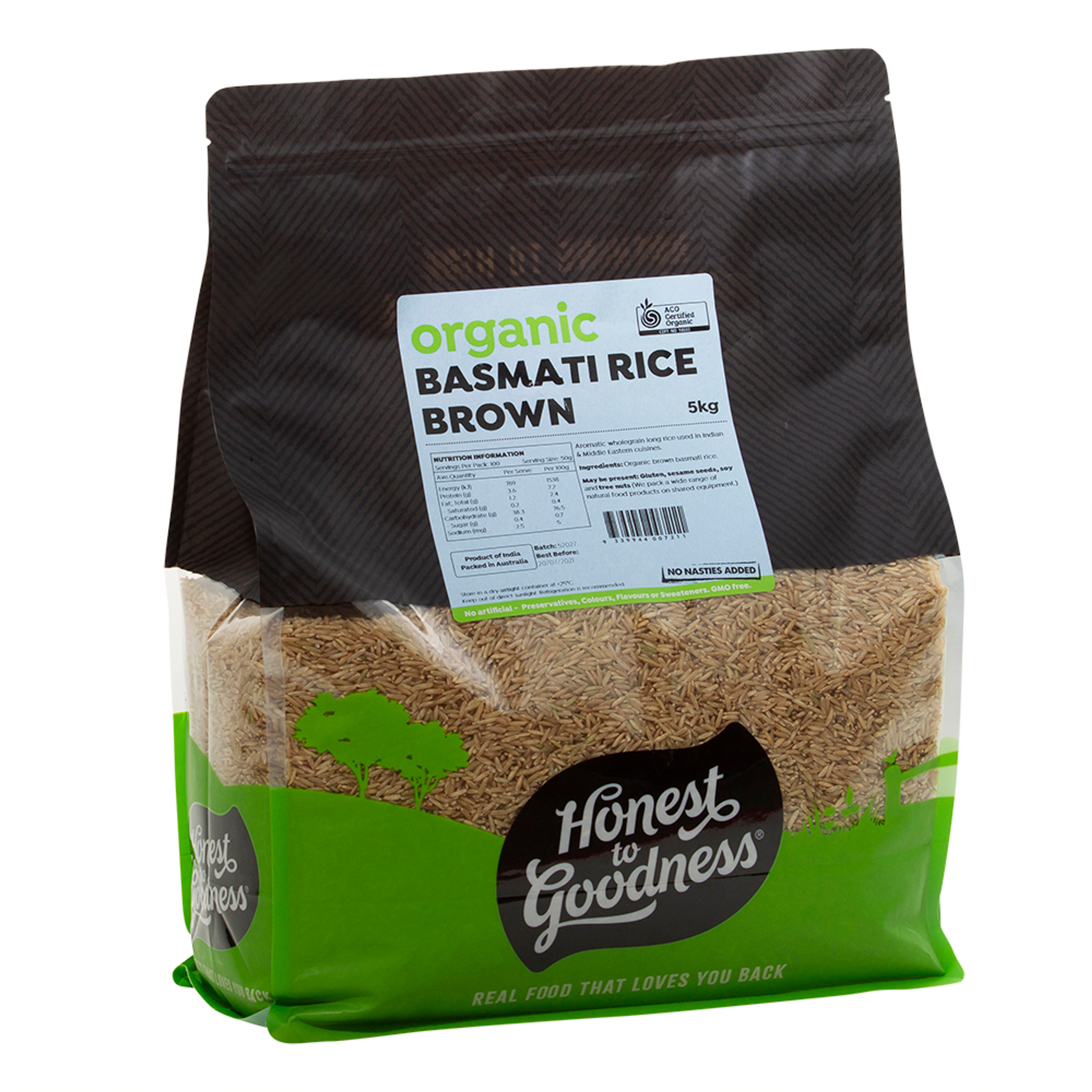 Organic Basmati Rice Brown 25KG Bulk Honest to Goodness