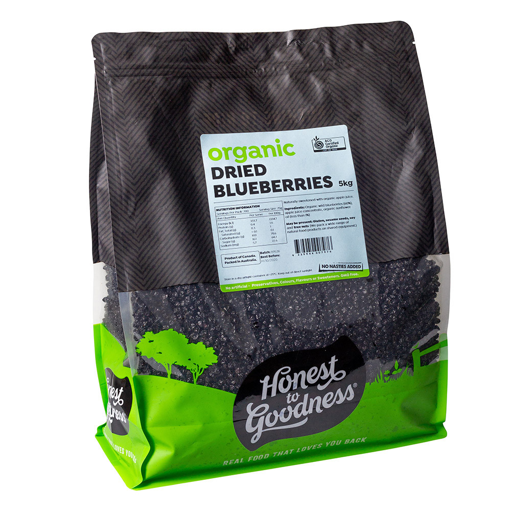 Organic Dried Blueberries 250g Sweetened with apple juice