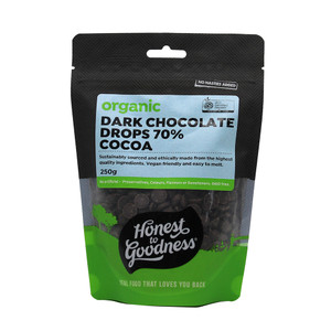 Organic Dark Chocolate Drops 70% Cocoa 250g | Honest to Goodness
