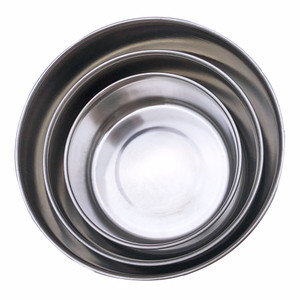 Set of 3 Round Nesting Stainless Steel Food Containers - Black Lid