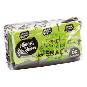 Organic Roasted Seaweed Snack - Sea Salt 5g x 6 Pack