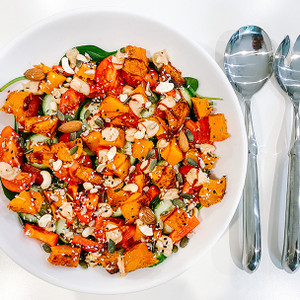 Roast Pumpkin and Baby Spinach Vegan Superfood Salad 1