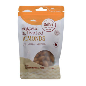 Activated Organic Almonds 120g Front | 2Die4 Live Foods | Honest to Goodness