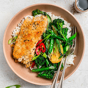 Panko Crumbed Fysh with Asian Greens 1