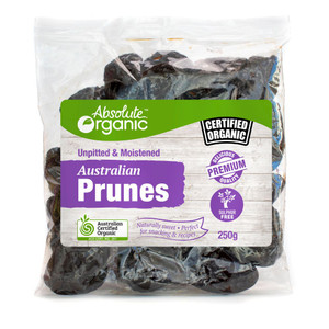 Organic Prunes - Unpitted & Moistened 250g Front | Honest to Goodness
