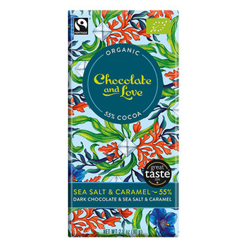 Chocolate and Love Fairtrade Organic Sea Salt & Caramel 55% Dark Chocolate 80g