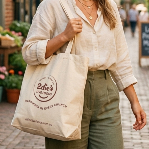 2die4 Live Foods Natural Canvas Tote Bag