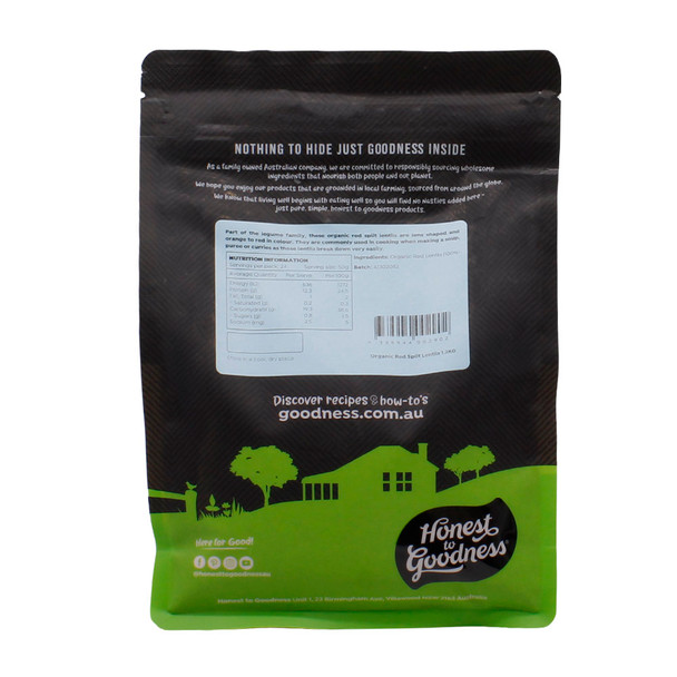 Organic Red Split Lentils 1.2KG | Honest to Goodness
