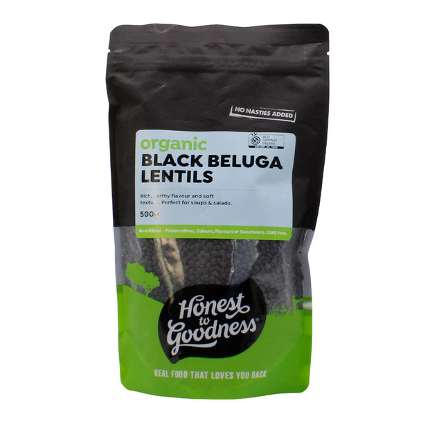 Organic Black Beluga Lentils 500g | Honest to Goodness