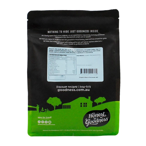Organic Black Chia Seeds 1KG | Honest to Goodness