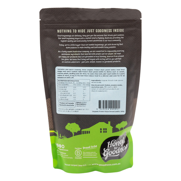 Organic French Style Green Lentils 500g