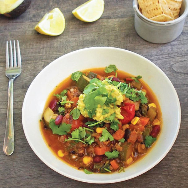 Fast & Fabulous Bean Chilli with Lime & Avocado Fast & Fabulous Bean Chilli with Lime & Avocado